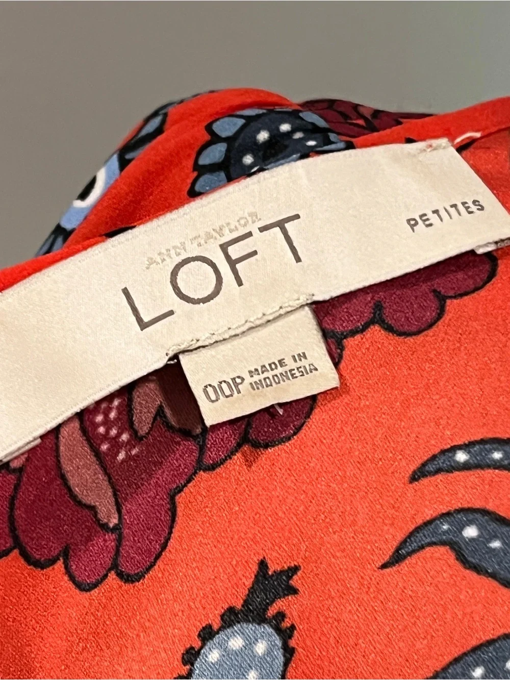 LOFT Red Floral Long-Sleeve fit‎ & flare mini Dress size 00P